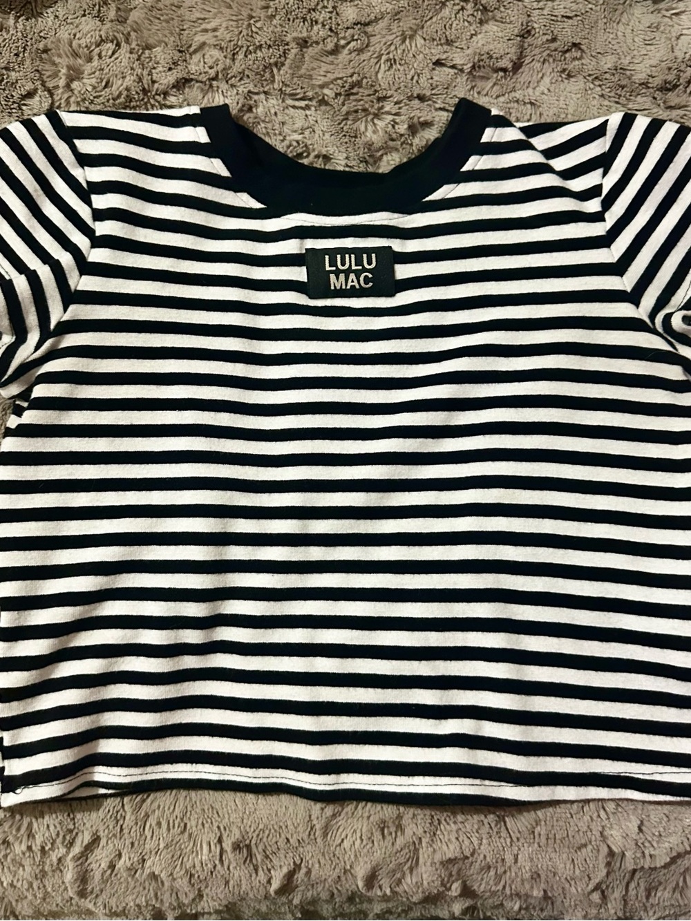 lululemon athletica Black and White Striped Crop Top